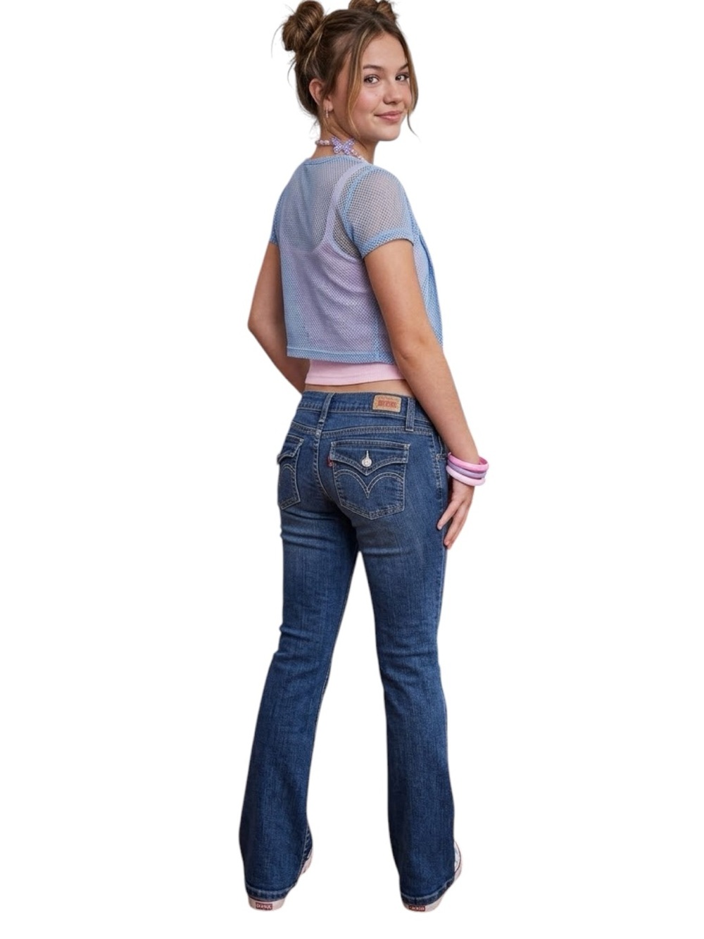 Levi’s 524 Too Superlow Flare Jeans Low Rise Flap Pocket Medium Wash Junior 5M